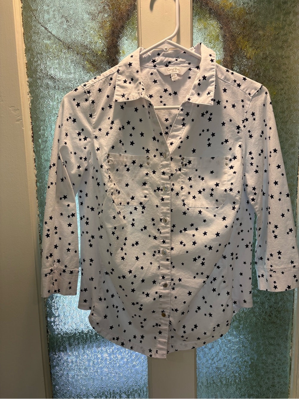 Coral Bay White Shirt with Navy Star Print PS